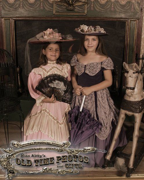 two girls pose for a old time picture - Miss Old Time Photos and Gifts    Corolla Outer Banks NC