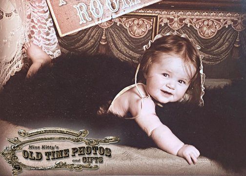 a little girl on a bear rug Miss Old Time Photos and Gifts    Corolla Outer Banks NC