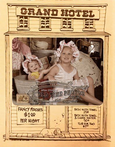 a picture of two little girls in front of a grand hotel Miss Old Time Photos and Gifts    Corolla Outer Banks NC