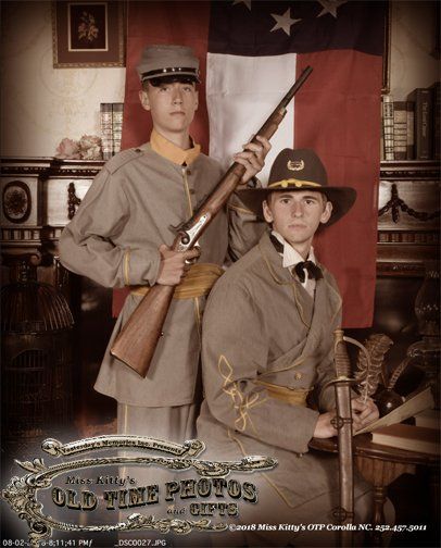 two men in military uniforms pose for a photo - Miss Kitty's Old Time Photos and Gifts    Corolla Outer Banks NC