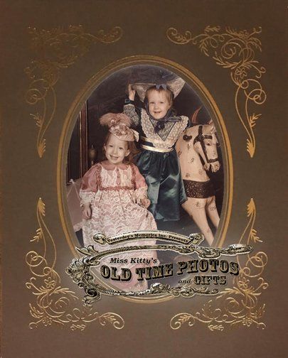 An old time photo of two little girls with a rocking horse -Miss Old Time Photos and Gifts    Corolla Outer Banks NC