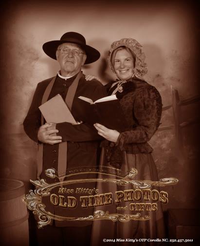 a man and woman are posing for an old time photo