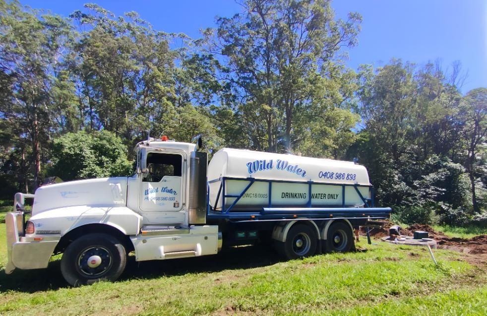 A White Truck is Parked in a Grassy Field — Wild Water Delivery in Mooloolah, QLD