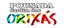 A colorful logo for pousada jardin dos orixas