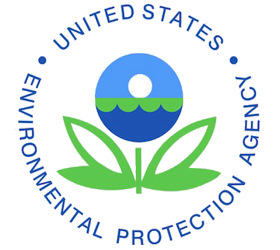 EPA logo: Blue and green flower-like design with agency name circling the outside.
