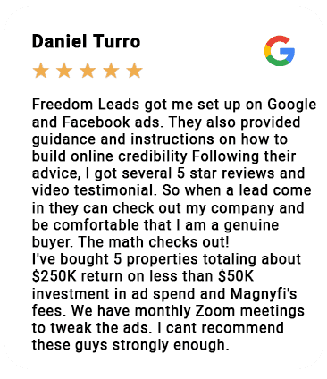 Daniel turro wrote a review on google and facebook ads