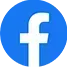 The facebook logo is in a blue circle on a white background.