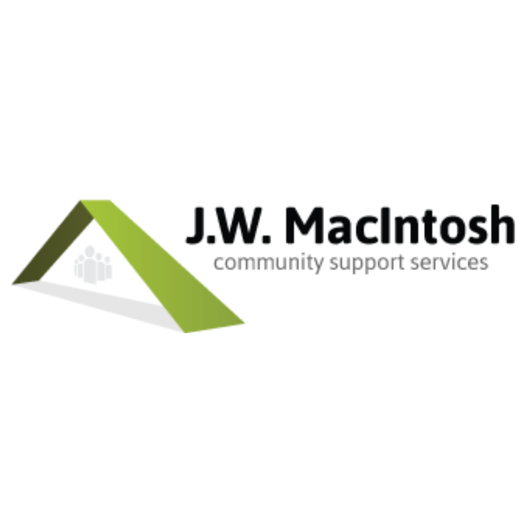 A logo for j.w. macintosh community support services
