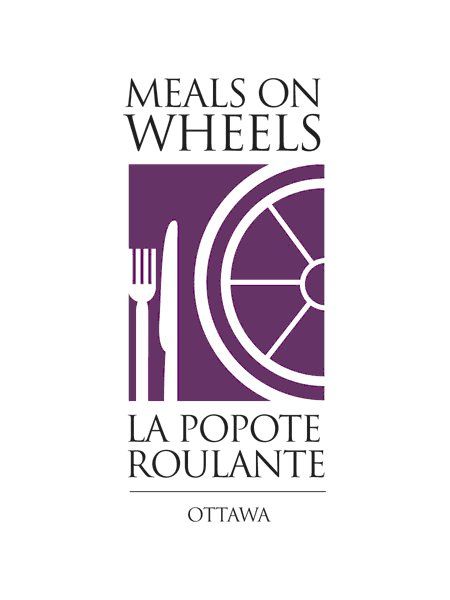 A purple logo for meals on wheels la popote roulante