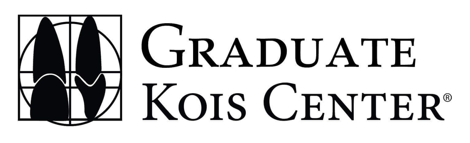 Logo of the Graduate Kois Center, with a square emblem containing black abstract shapes and text.