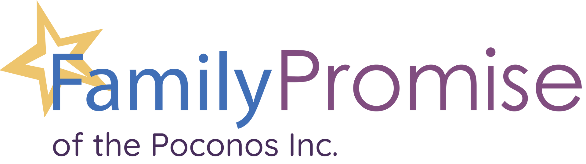 Family Promise of the Poconos Inc. logo: star and text in blue and purple.