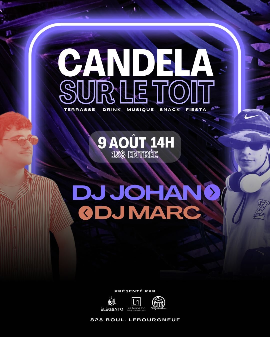 Une affiche pour un concert avec dj johan et dj marc.