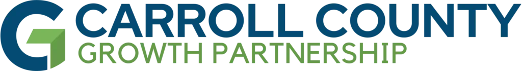 Logo of Carroll County Growth Partnership. Dark blue text and a stylized 'G' with green and blue elements.