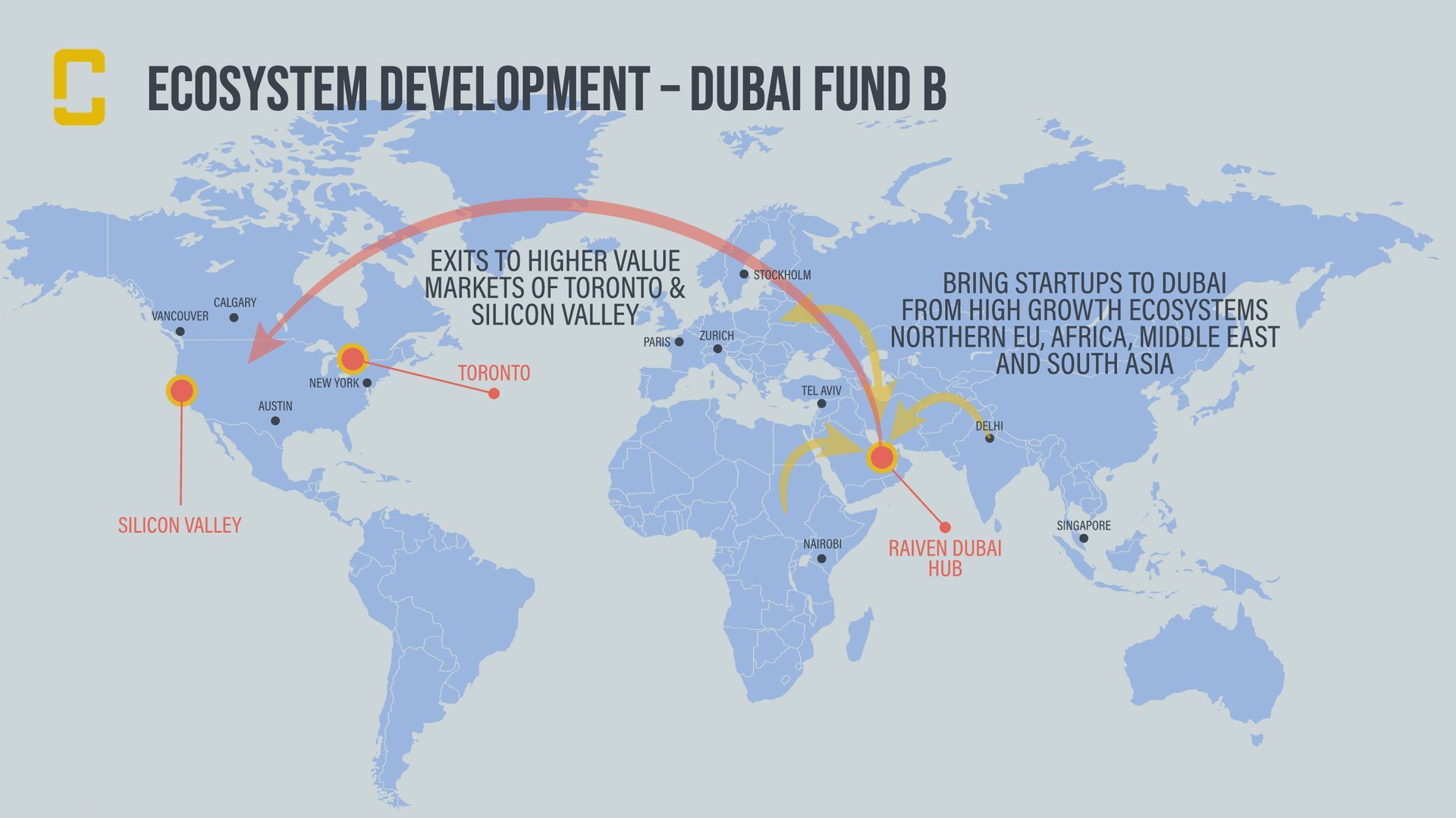 a map of the world showing the location of dubai fund 8