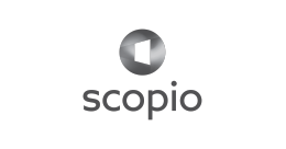 a logo for a company called scopio on a white background .