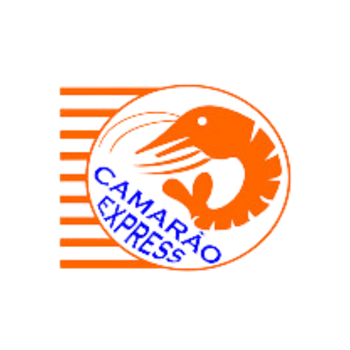 Um logotipo para camarao express com um camarão nele