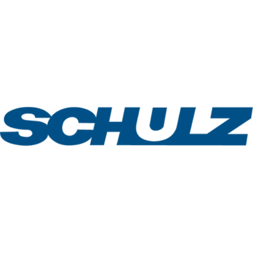 Um logotipo schulz azul em um fundo branco