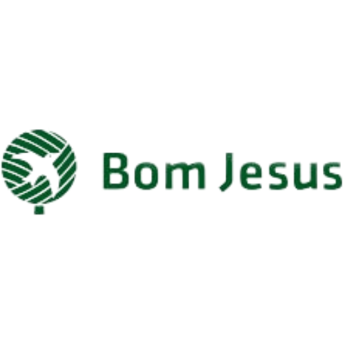 O logotipo do bom jesus tem um círculo verde com uma estrela no meio.