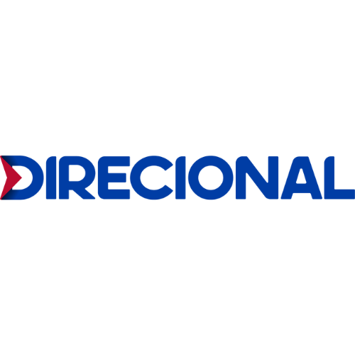 O logotipo da direcional é azul e vermelho em um fundo branco.