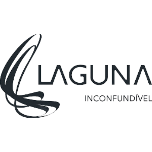 Um logotipo em preto e branco para laguna inconfundivel.