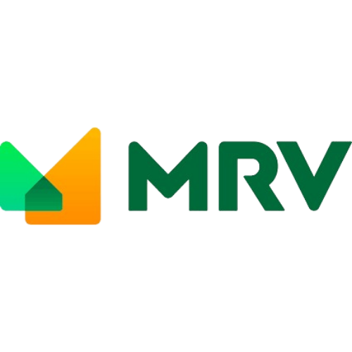 Um logotipo verde e laranja para mrv em um fundo branco