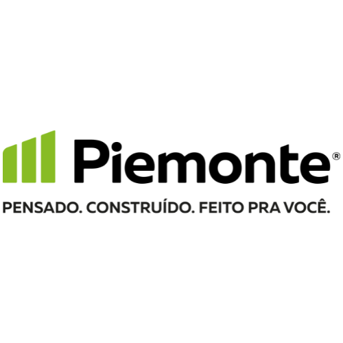 Um logotipo piemonte com um design verde e preto em um fundo branco.