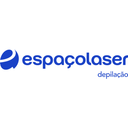 A blue logo for a company called espaçolaser