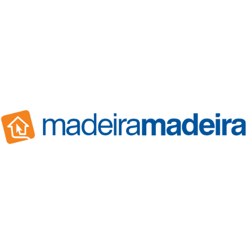 Um logotipo azul e laranja para madeira madeira
