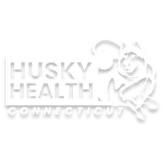 HUSKY Health Connecticut logo with a husky dog mascot.