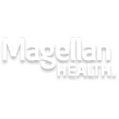 Magellan Health logo in white with a shadow. Text reads 