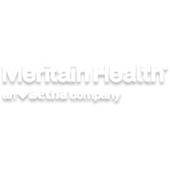 Meritain Health logo: white text with shadow, 