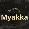 "Myakka Remodeling" text logo on a dark marbled background. Gold text with grey accents.