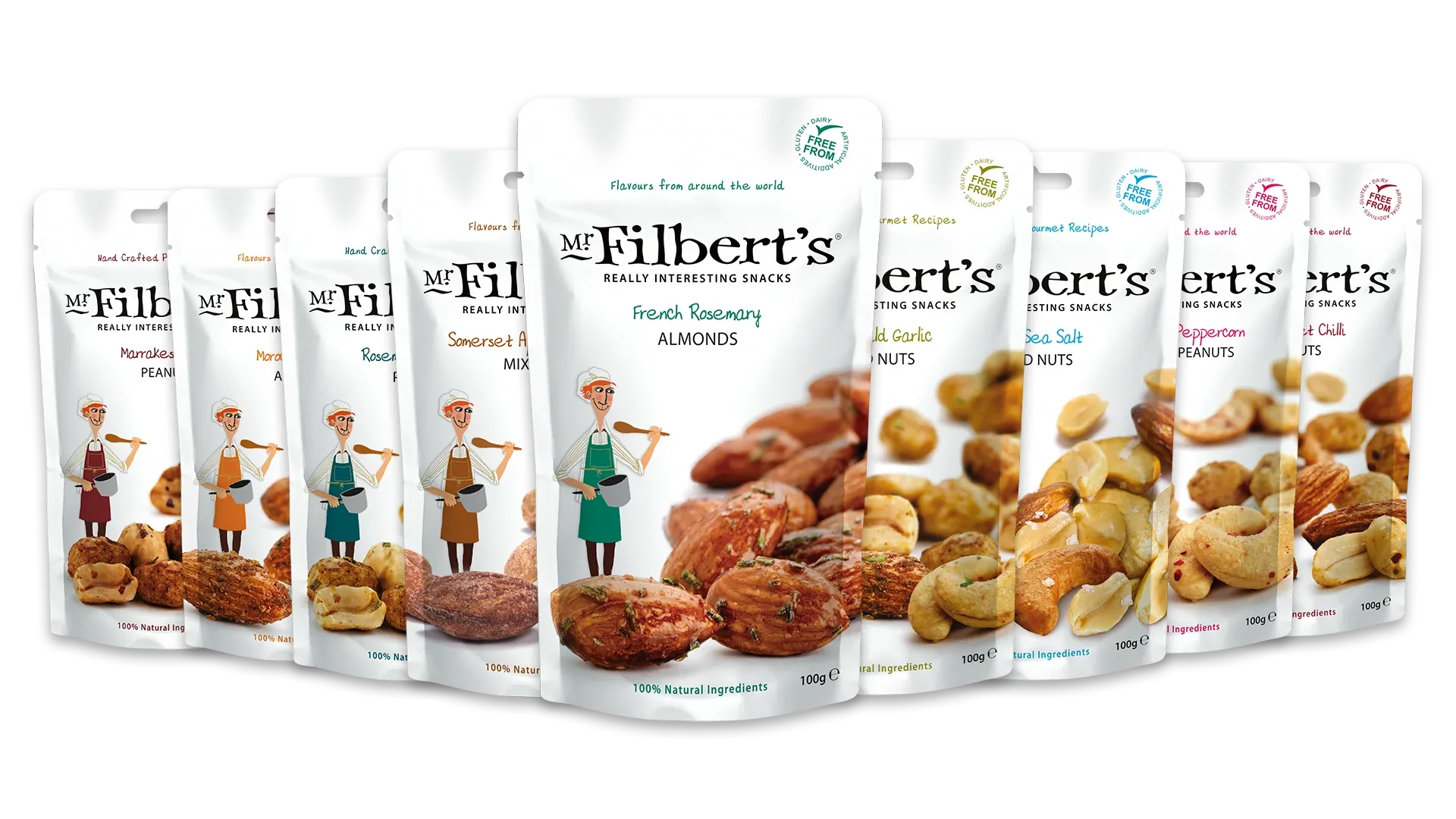 Mr Filbert's hartige snacks