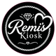 Black circular logo with white rope border, diamond icon, heart, and the words “Remi’s Kiosk.”