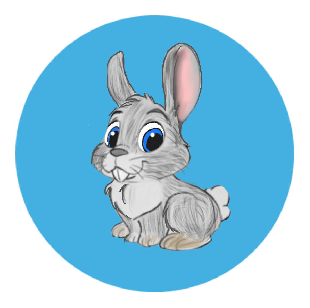 Illustrated columbian pygmy rabbit with extra large ears and eyes