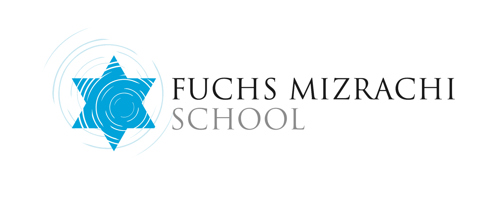 Fuchs Mizrachi School logo with blue geometric star and black text on white background