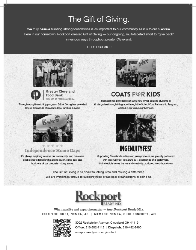 Rockport donation flyer with “The Gift of Giving” and charity options: Coats for Kids, Life Jackets, and more.