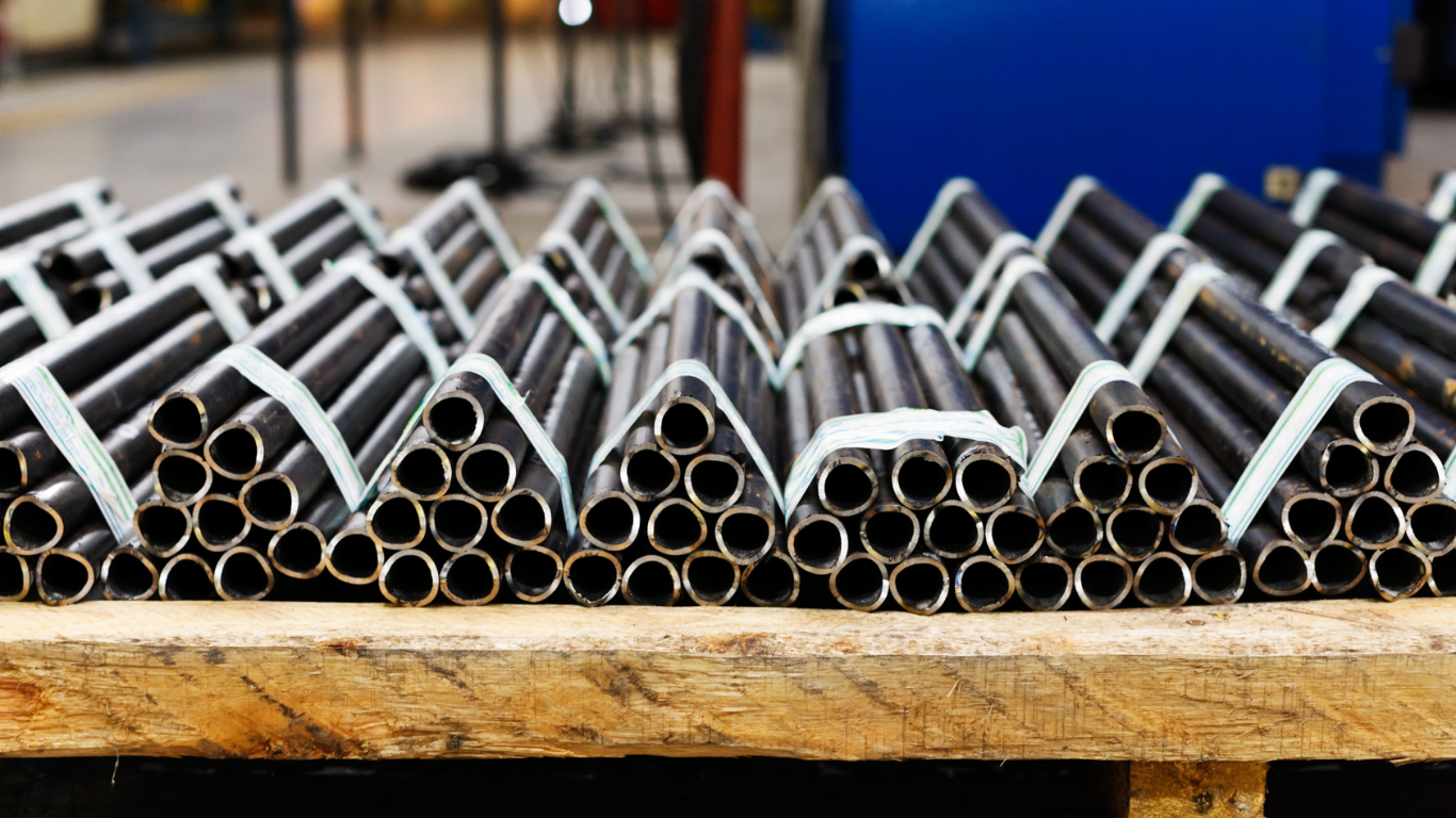 Steel I-beam up close, showing welded joints. A construction element used in buildings and infrastructure.