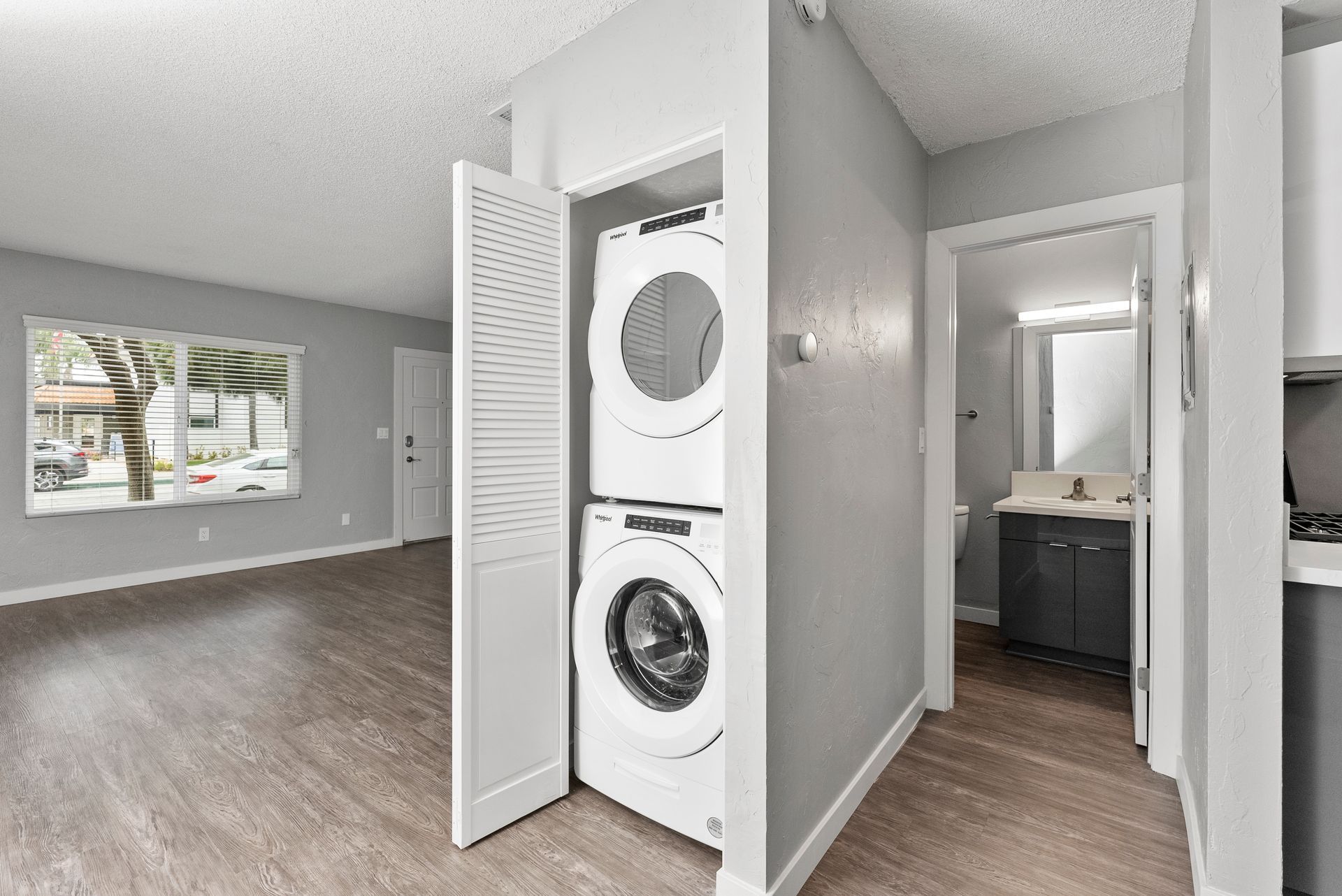 The Jackson apartment laundry room and bath