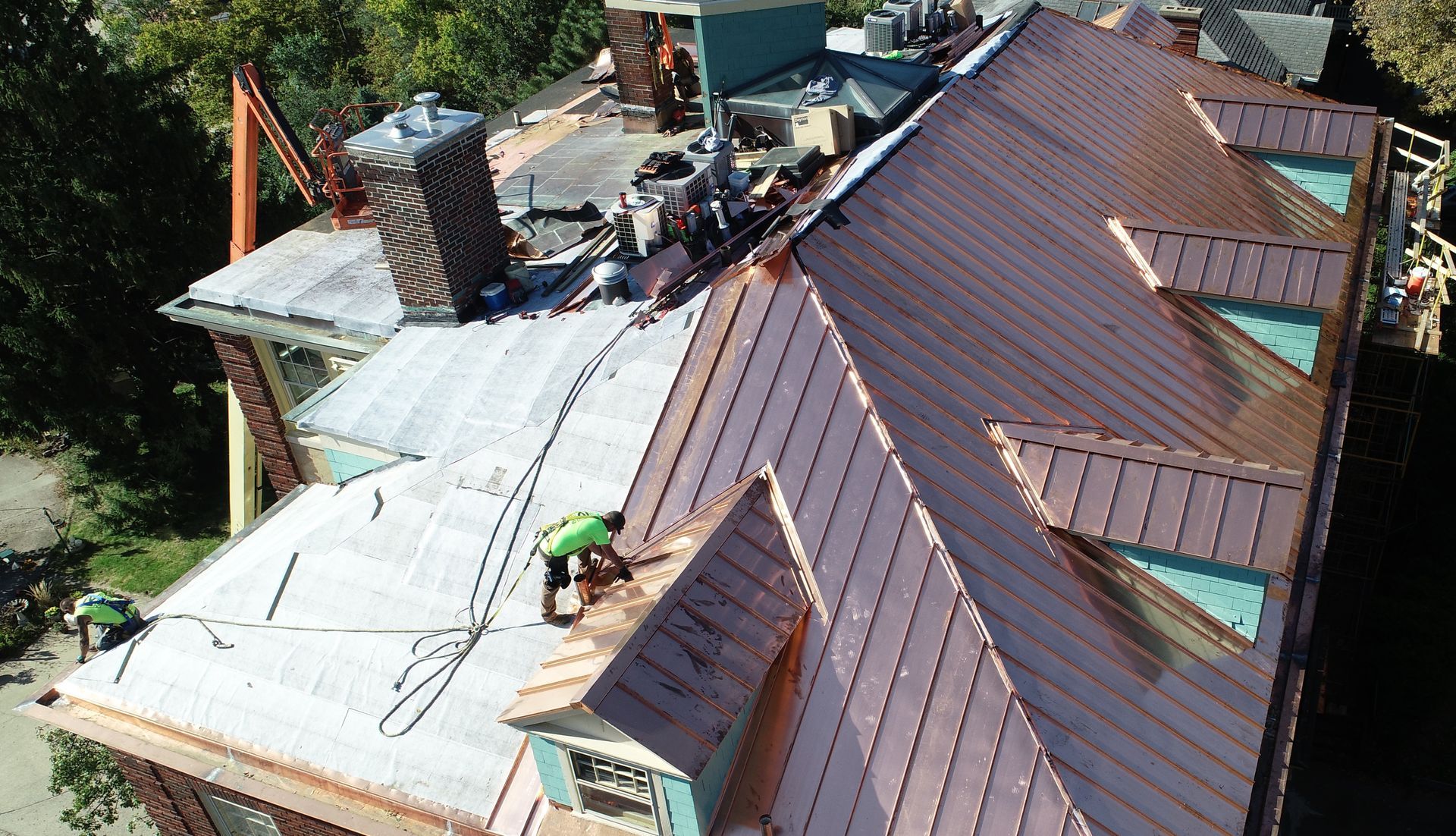 Precision-crafted copper standing seam roof and flashings