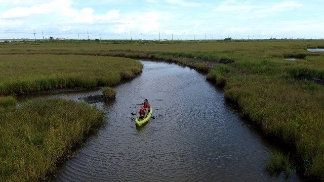 Kayakers exploring Port Fourchon wetlands