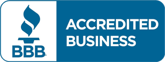 BBB Accredited Business logo. A blue flame icon and 
