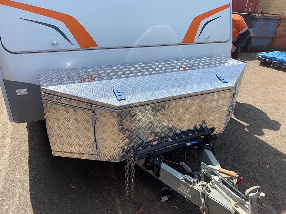 A Trailer With a Large Metal Box Attached to It — Clarry Anderson Sheet Metal Pty Ltd in Port Macquarie, NSW