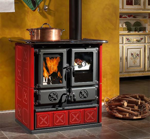 Stufa doppia rossa e nera