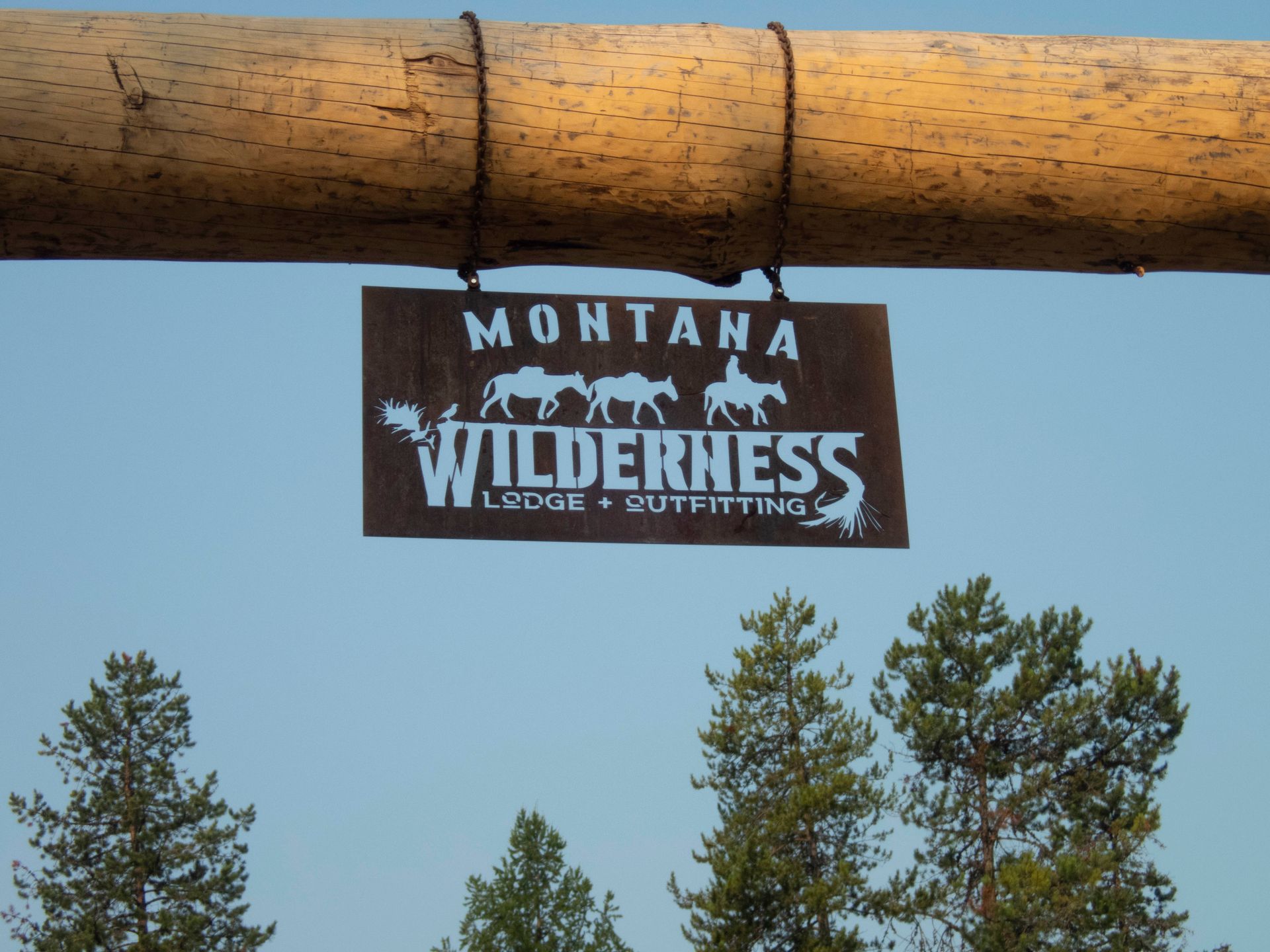 A montana wilderness sign hangs from a wooden pole