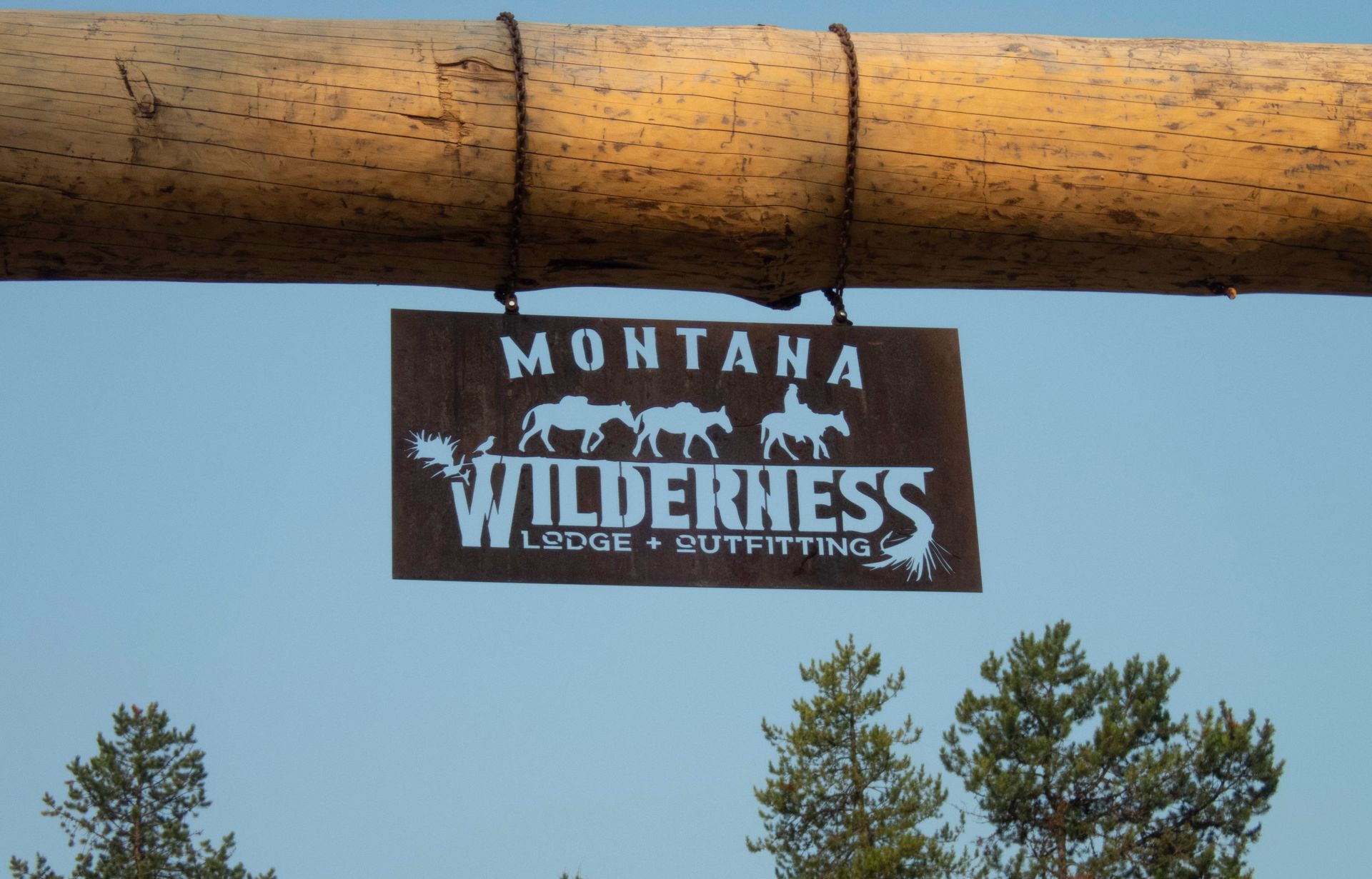 A montana wilderness sign hangs from a wooden pole