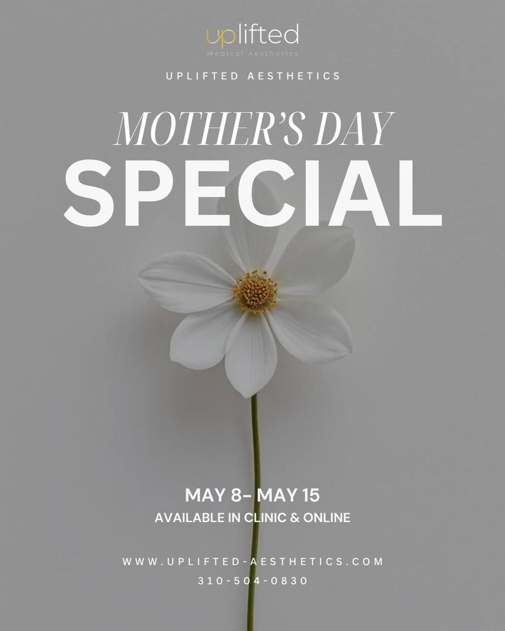 A picture of a flower with the words Mother's Day Special 