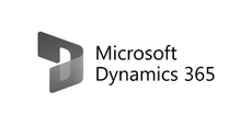 Logo for Microsoft Dynamics 365 featuring a stylized gray D icon next to the brand name text.