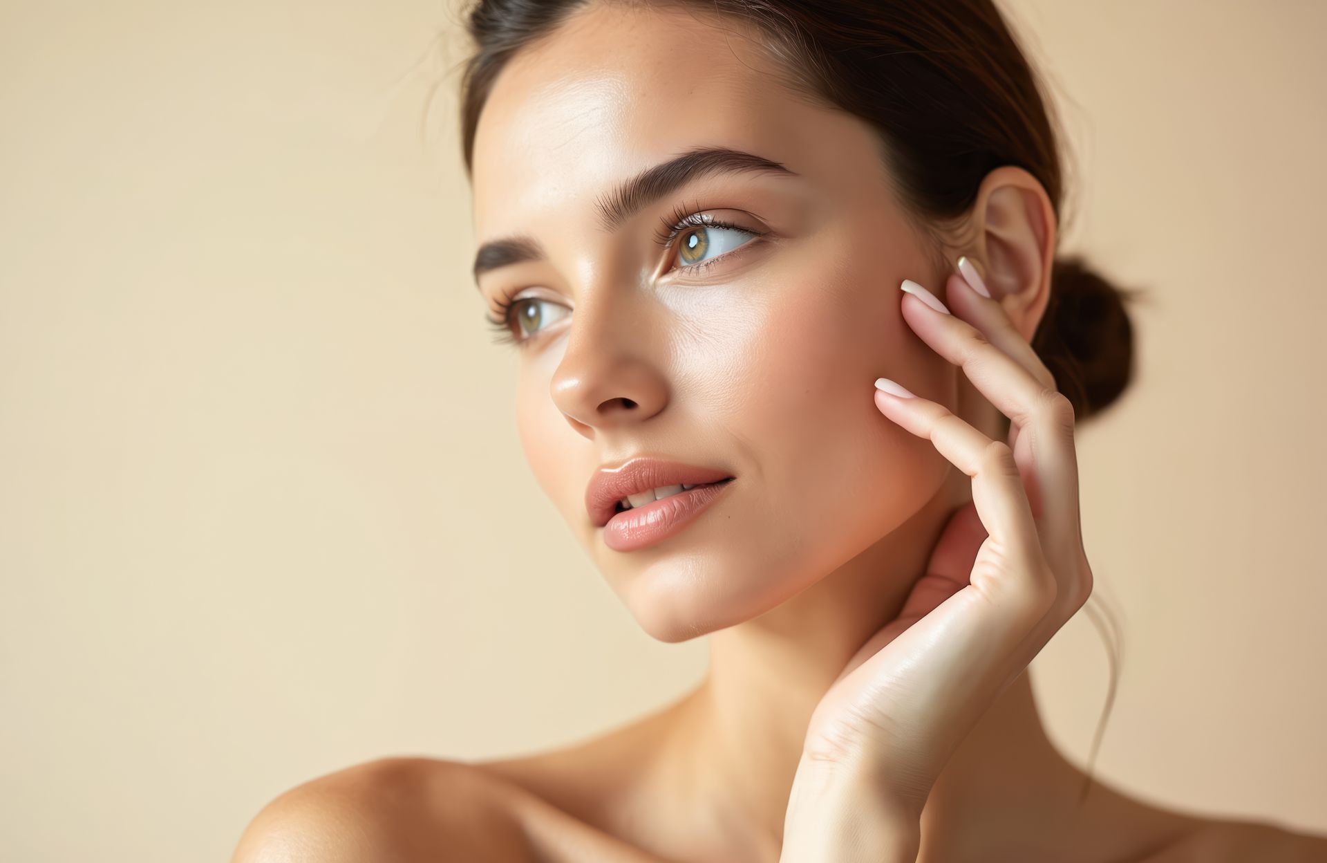 Ein Mann bekommt eine Botox-Injektion in die Stirn.