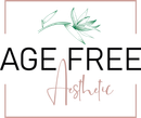Ein Logo für altersfreie Ästhetik mit einem Kolibri und Blättern.
